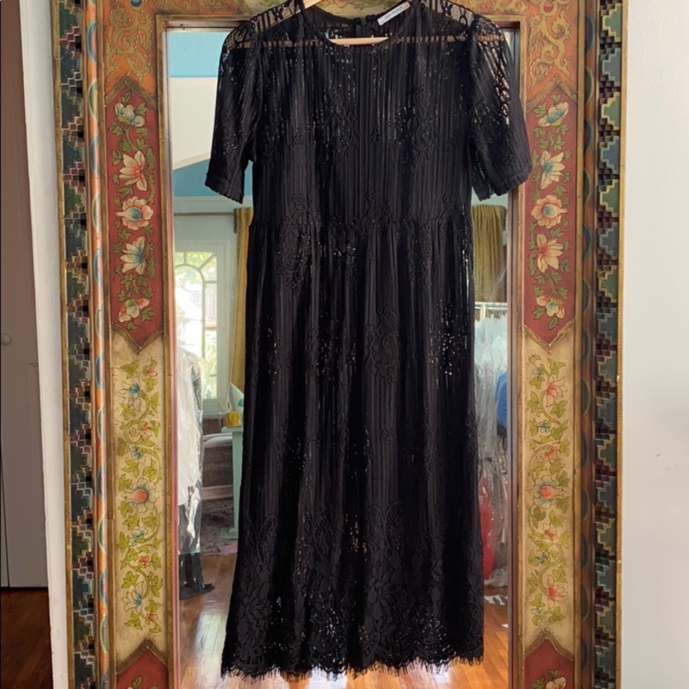 Zara midi sheer romatic shear lace dress